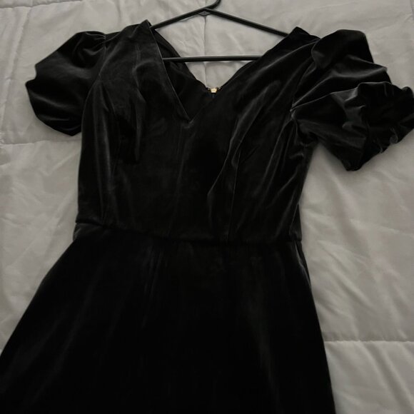 NWT Draper James Vivienne Love Circle Midi Dress in Black Velvet - Picture 7 of 7